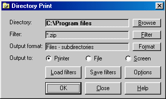 DirPrint - Print file or folder listings